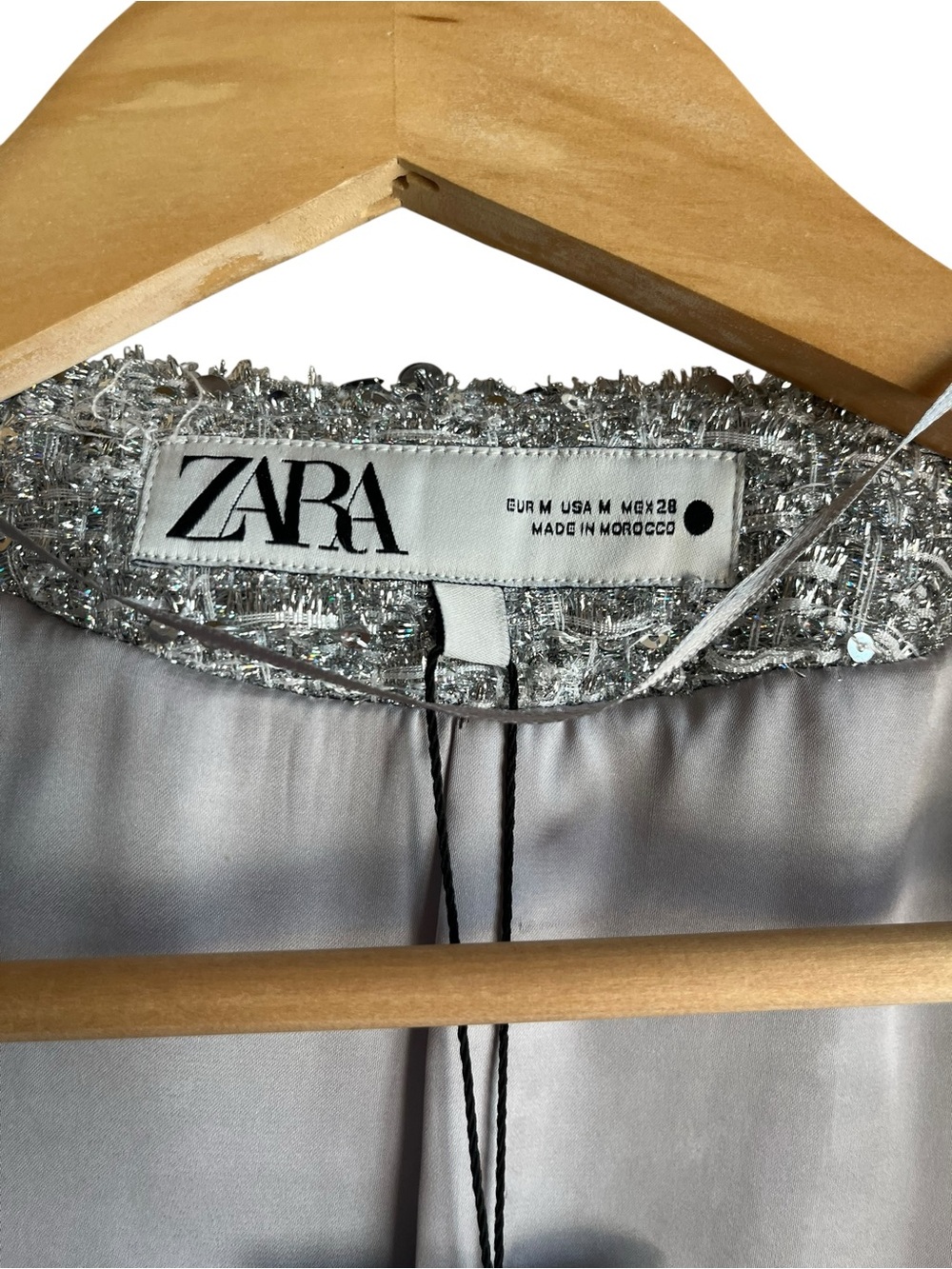 Zara ZW Collection Sequin Jacket Silver Size M NWT - Picture 11 of 15